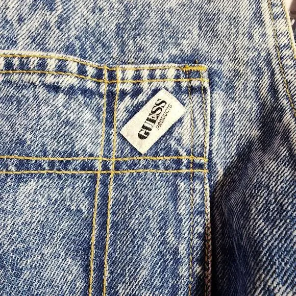 VTG Guess Georges Marciano 1980s Grunge Denim Overalls Sz 2 Retry 80s Acid Wash - Picture 6 of 9